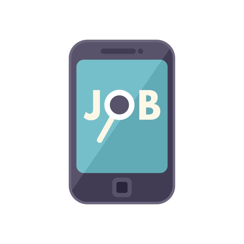 Phone job search icon flat vector. Online computer vector
