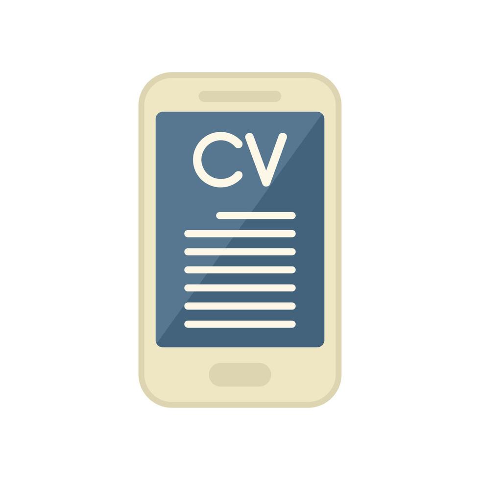 Cv phone icon flat vector. Internet work vector