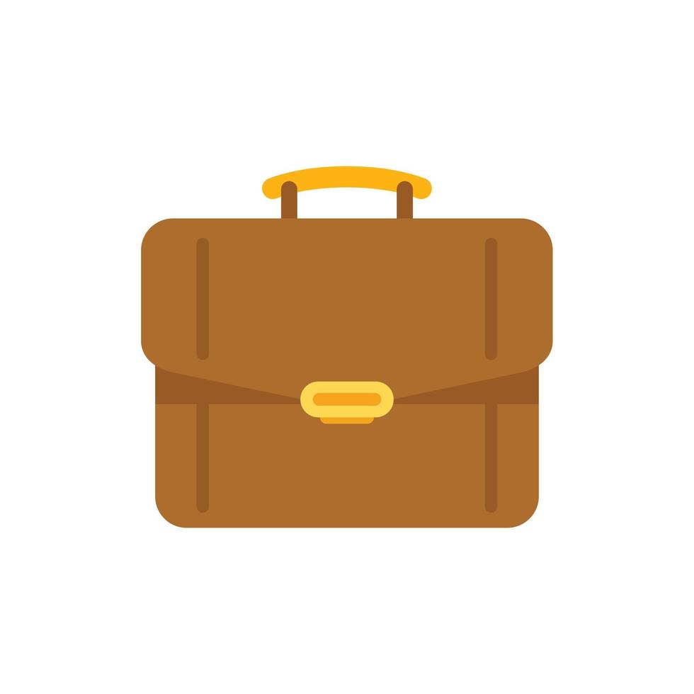 School briefcase icon flat vector. Work bag vector