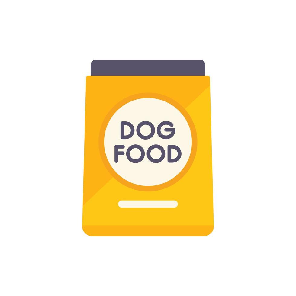 Modern dog food pack icon flat vector. Animal pet vector