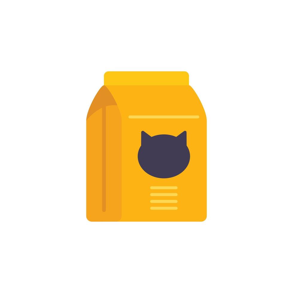 Cat food pack icon flat vector. Cute snack vector