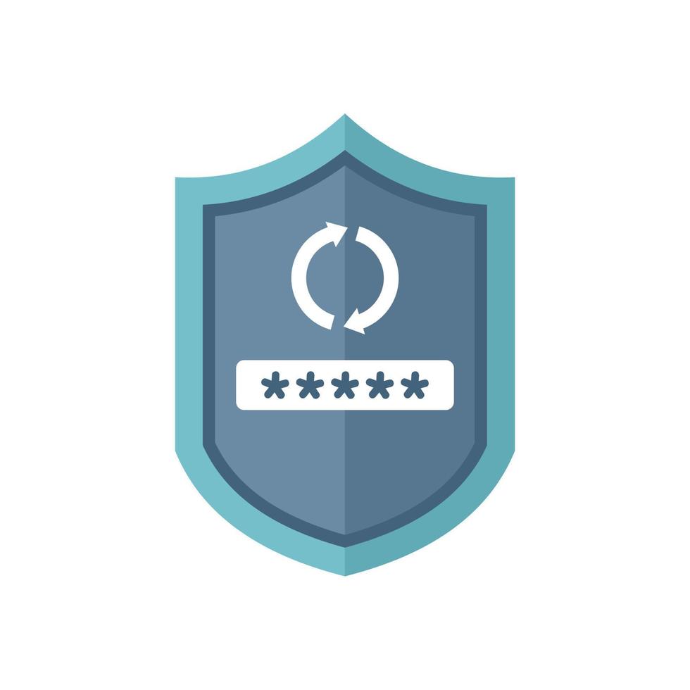 Shield password recovery icon flat vector. Mobile page vector