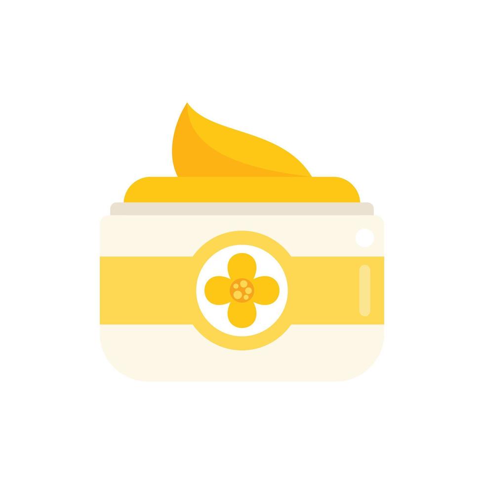 Canola cream jar icon flat vector. Oil plant vector