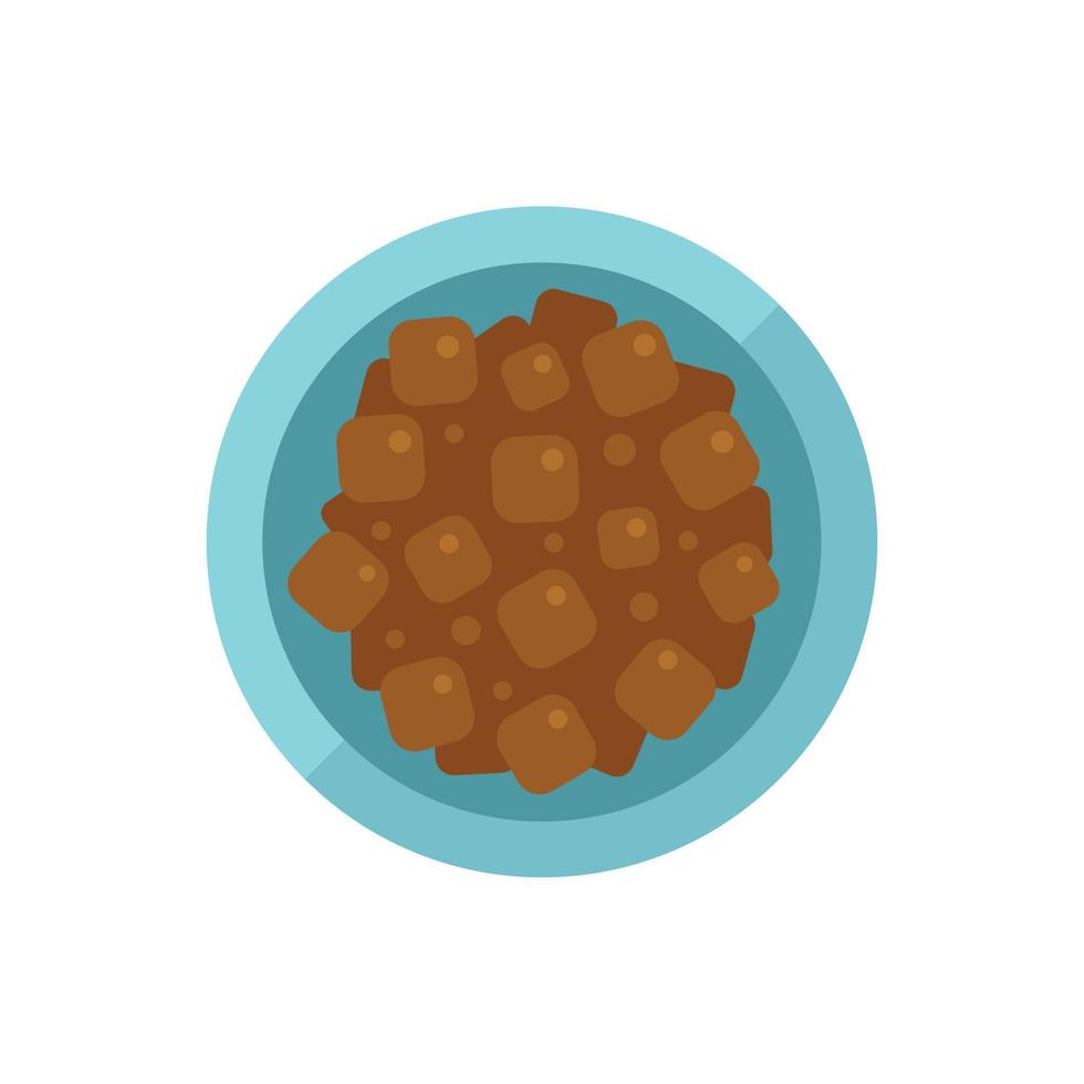 Top view dog food icon flat vector. Pet feed vector
