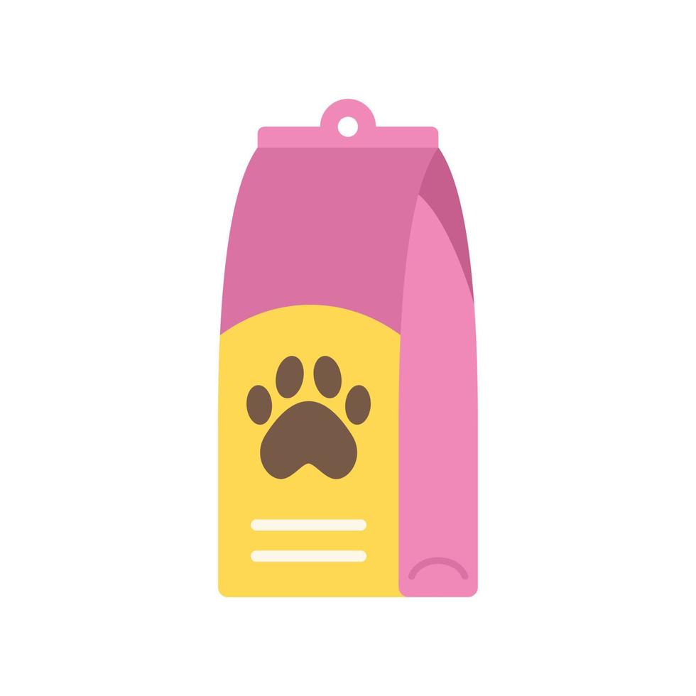 Dog food package icon flat vector. Animal feed vector