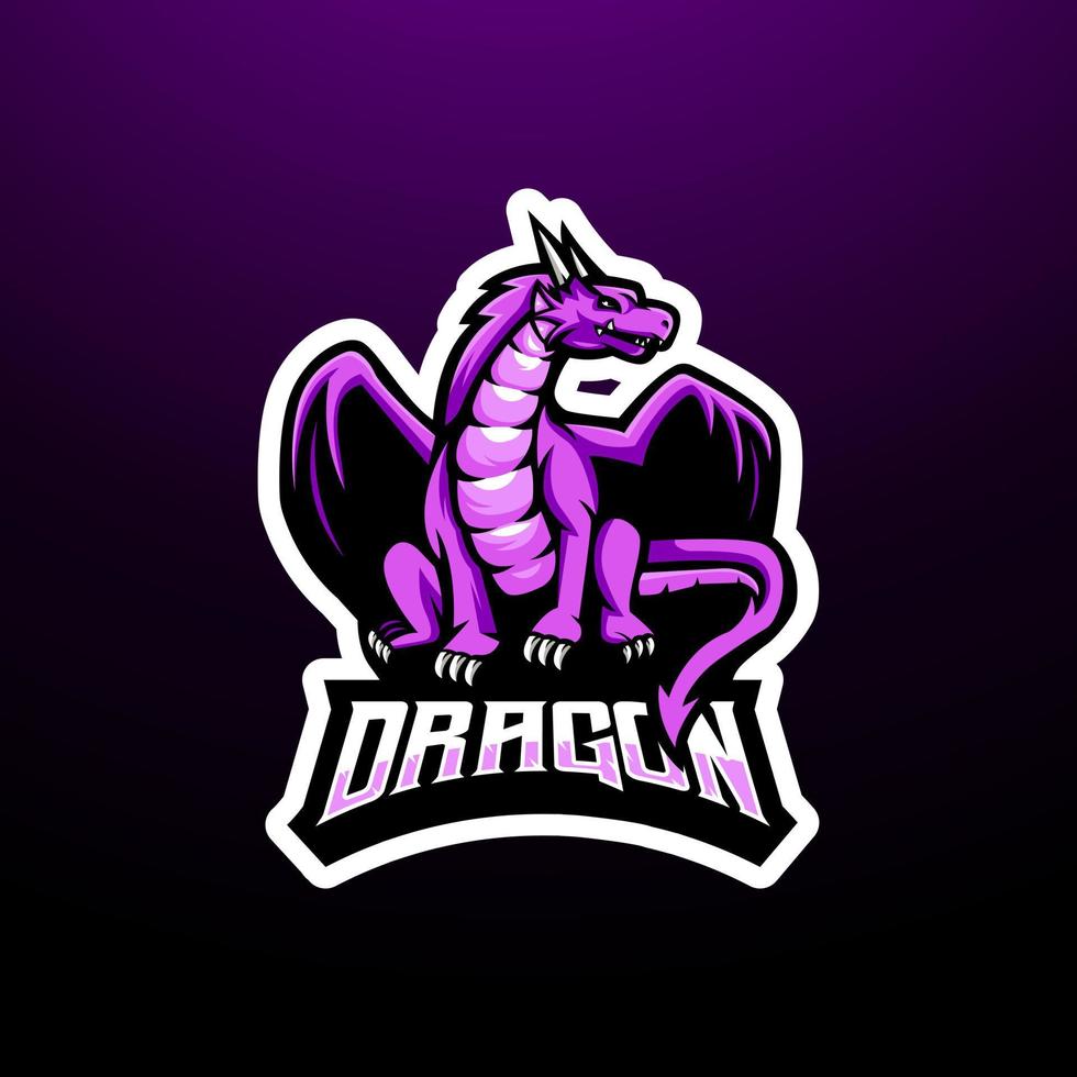 dragón deporte esport gaming mascota logo vector