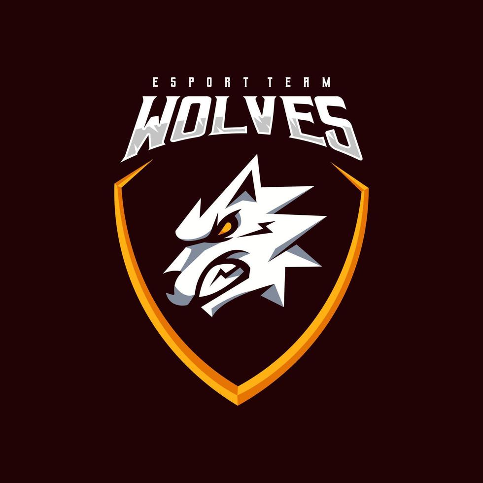 Wolf esport gaming logo design illustration vector