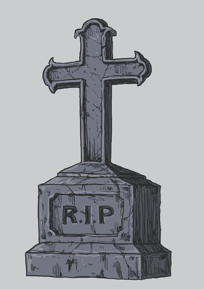 ilustración de dibujo de lápida y lápida vector