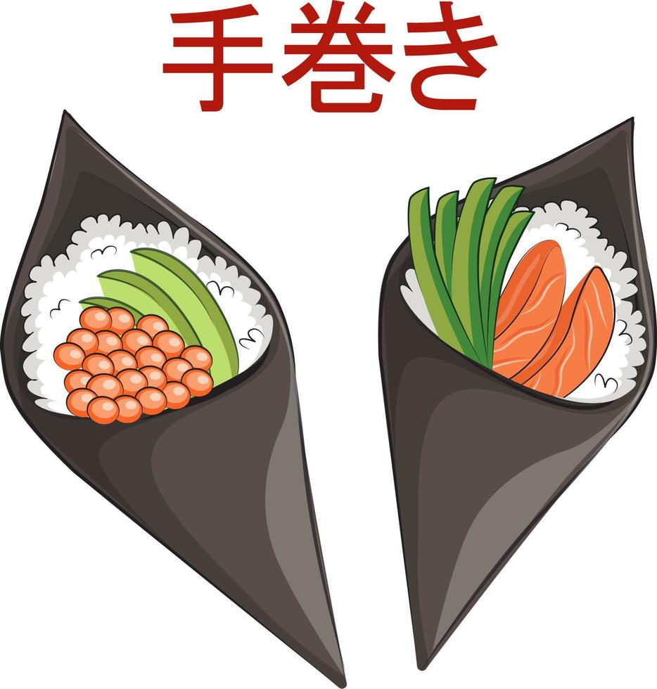 cocina japonesa, juego de comida asiática. para menús de restaurantes y carteles. sitios de entrega vector ilustración plana aislado sobre fondo blanco. conjunto de salsa de soja onigiri de rollos de sushi. imagen de stock