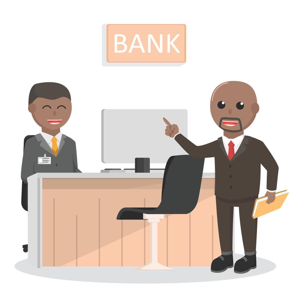 bank teller african serve businessman vector