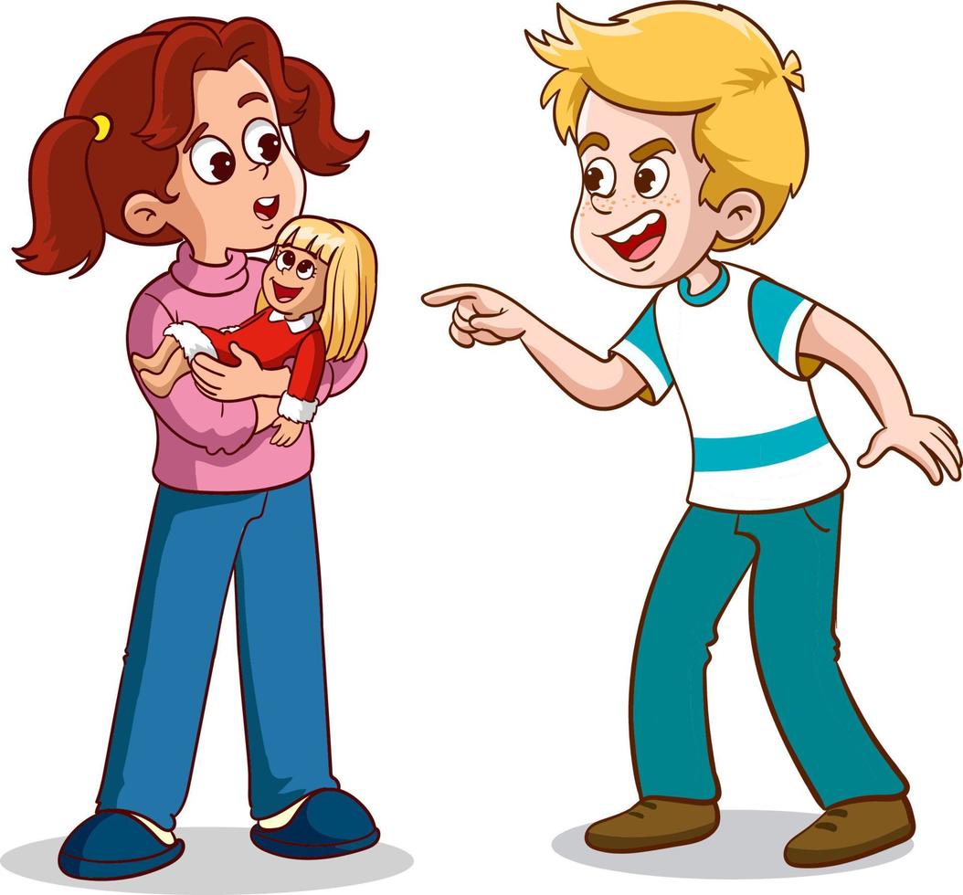 Vector Illustration Of Kid Shouting His Friend