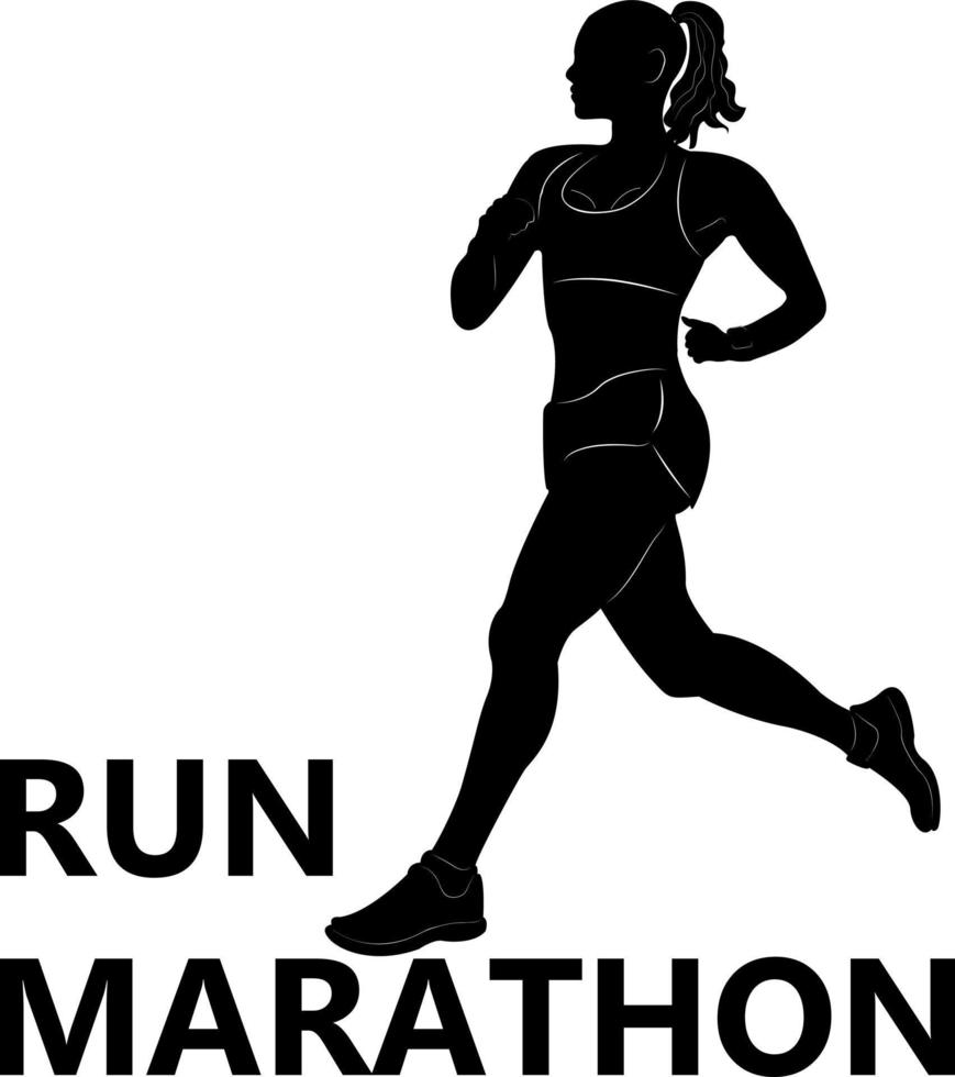 Athlete. Marathon for speed. Sprint. Running sprint girl. Silhouette of a running man. Athletics. Kind of sport. vector