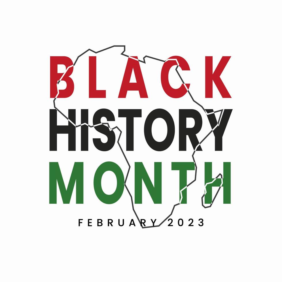 mes de la historia negra febrero de 2023 banner creativo moderno, signo, concepto de diseño, publicación en medios sociales, plantilla con fondo africano verde, rojo y amarillo. vector