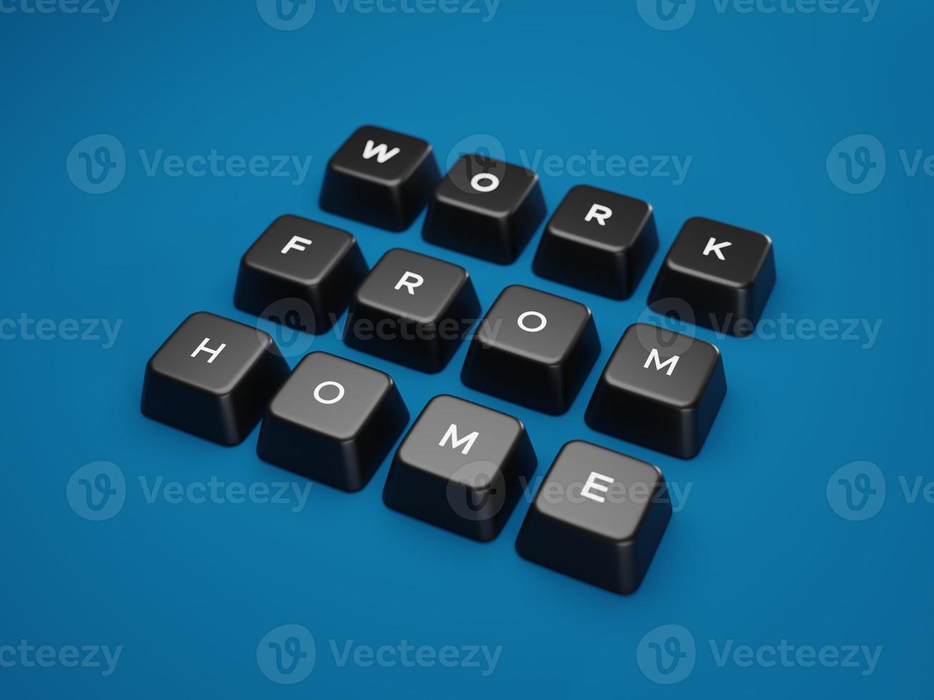 work from home composed by keyboard key. 3d illustration photo