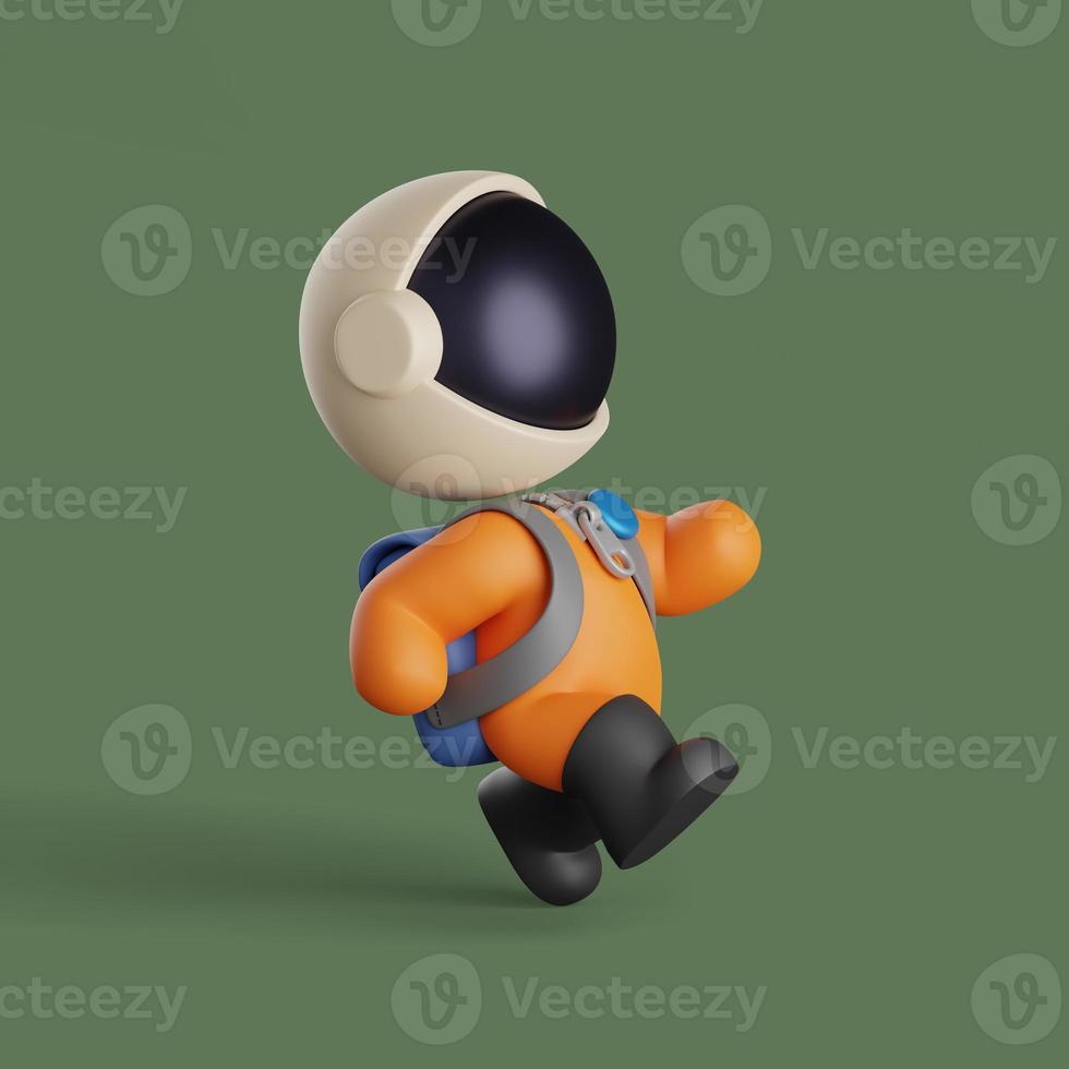 3d illustration of cute astronaut running gesture photo