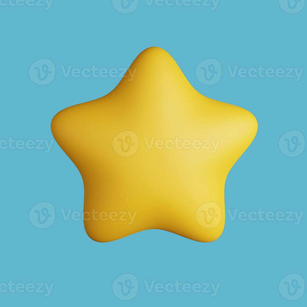 illustration of a yellow star with a cute and simple style. 3d rendering photo