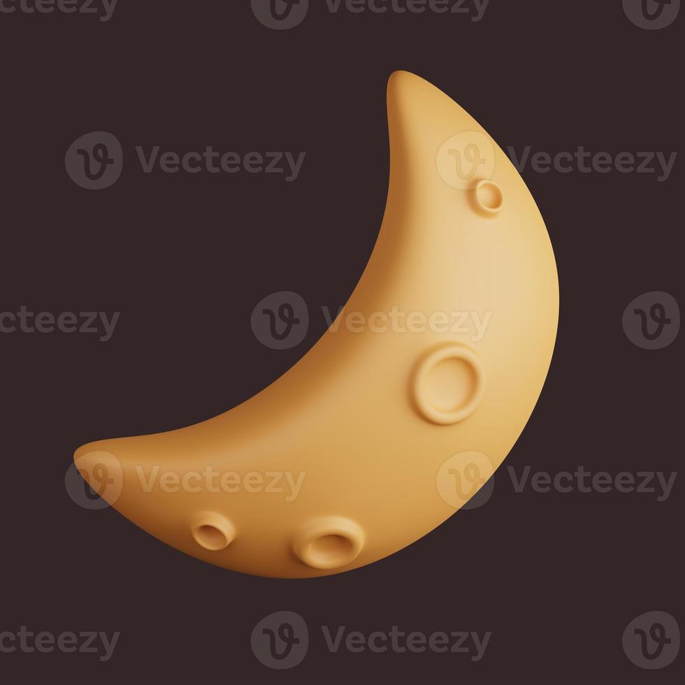 3d half moon icon with a simple and cute style. isolated image photo