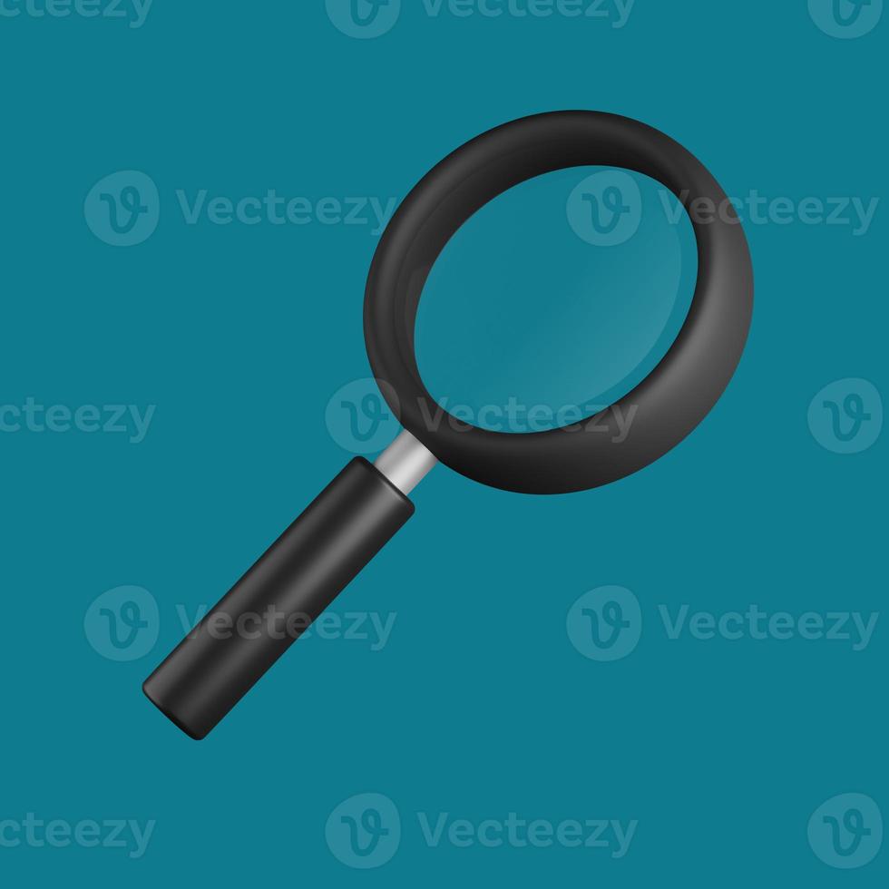 3d magnifying glass icon on the isolated image photo