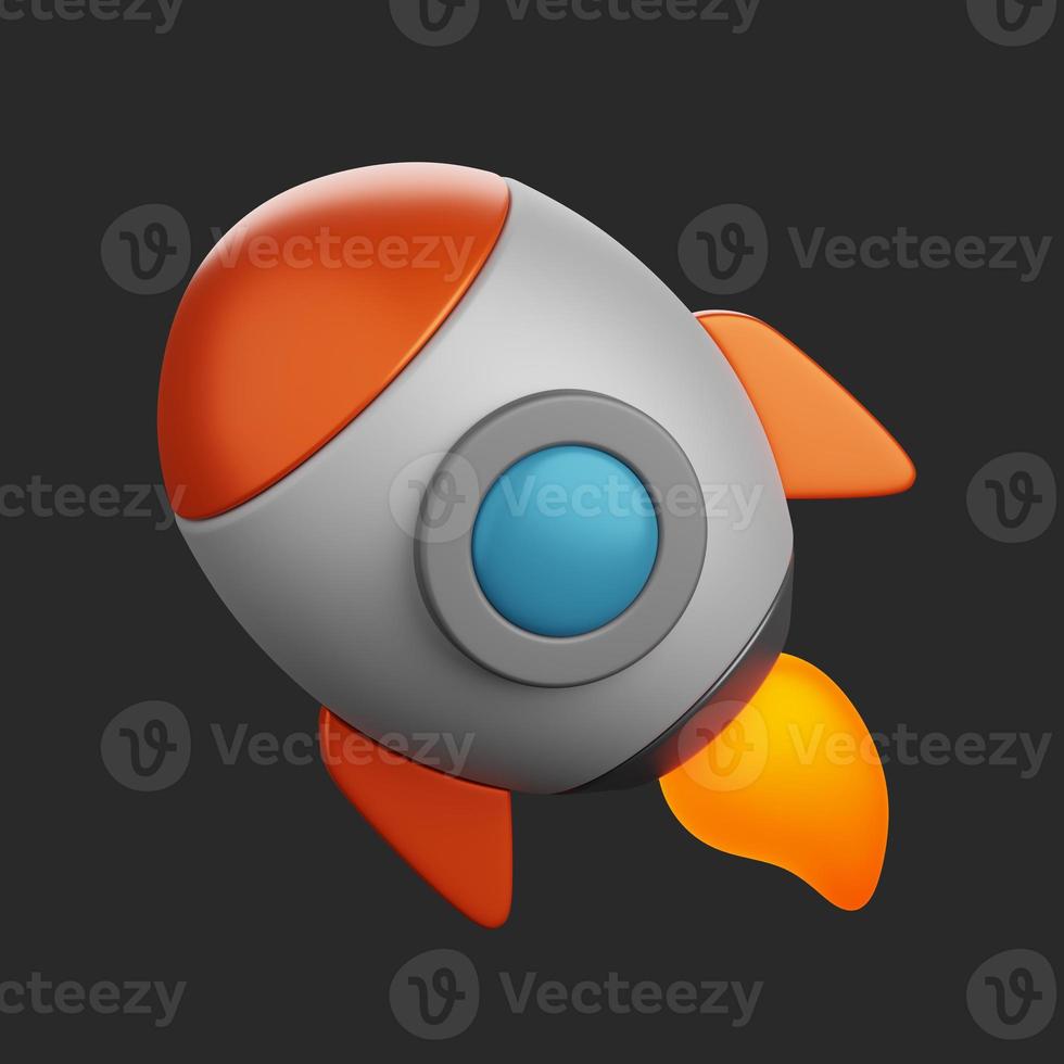 3d rocket for science and technology icon on the isolated image photo