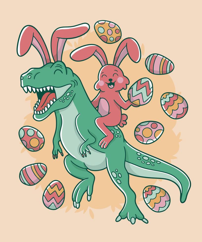 Easter t-rex Dinosaur t-shirt 2023 vector