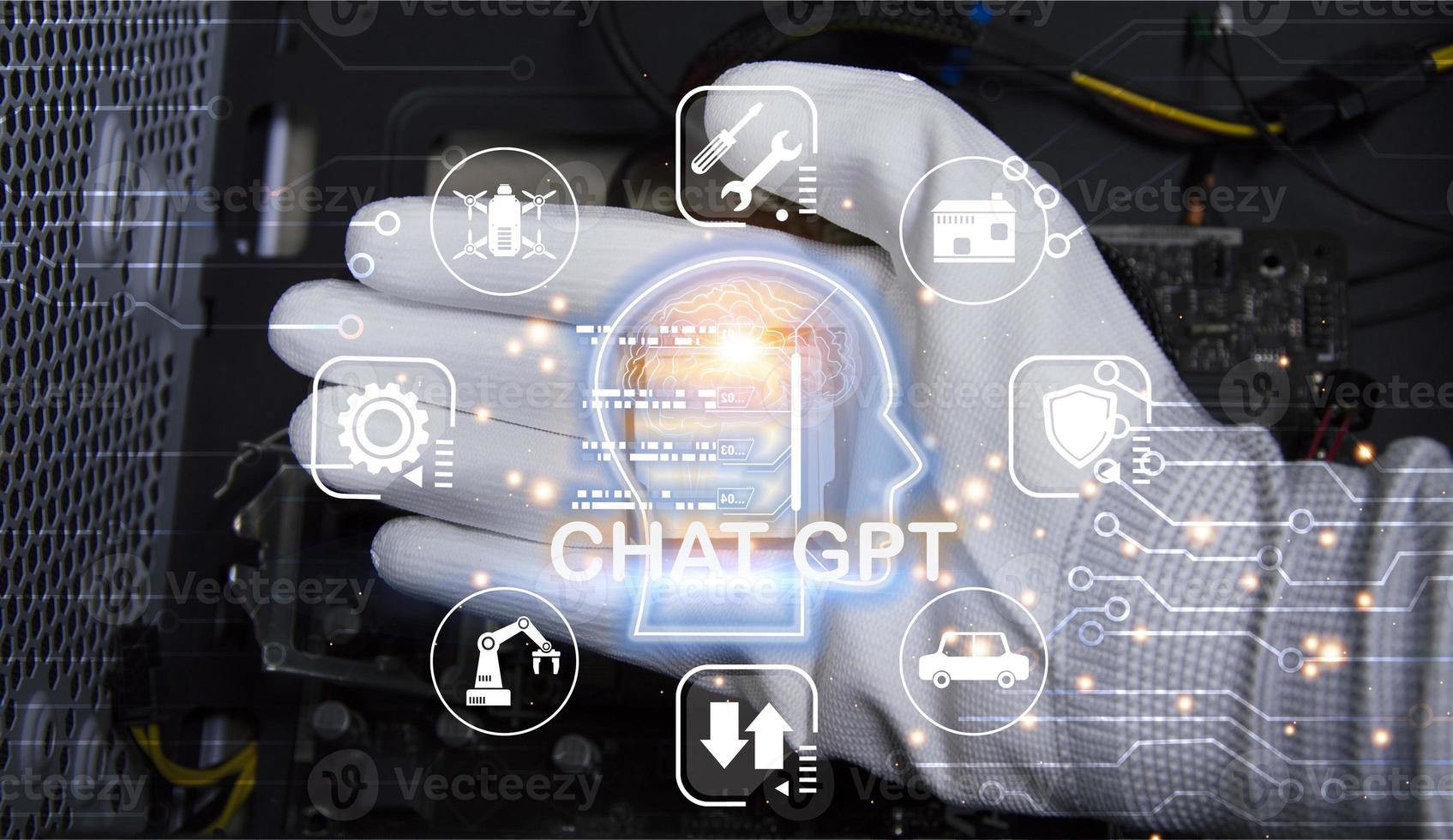 Concept, CPU, AI is used to control everything around, using artificial intelligence. photo