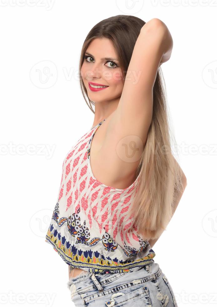 young woman  posing in studio. Fashion life style concept. isolated photo
