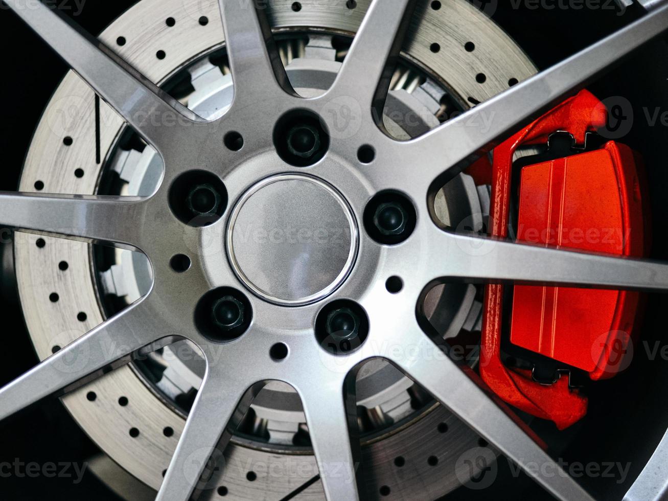 Close-up a sportcar brake disc photo