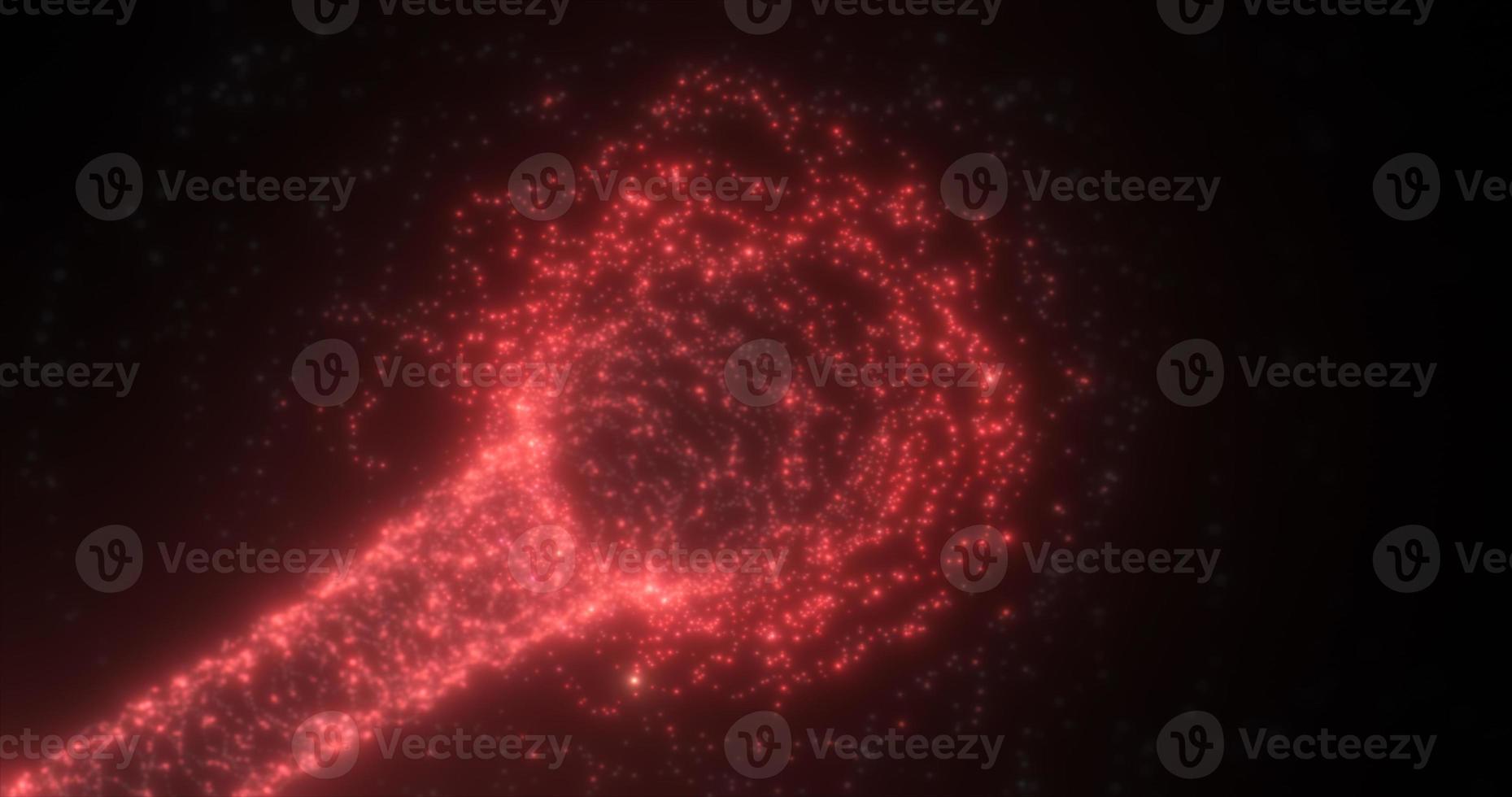 Abstract red tunnel swirling from particles and dots of glowing bright futuristic hi-tech with a blur effect on a dark background. Abstract background photo