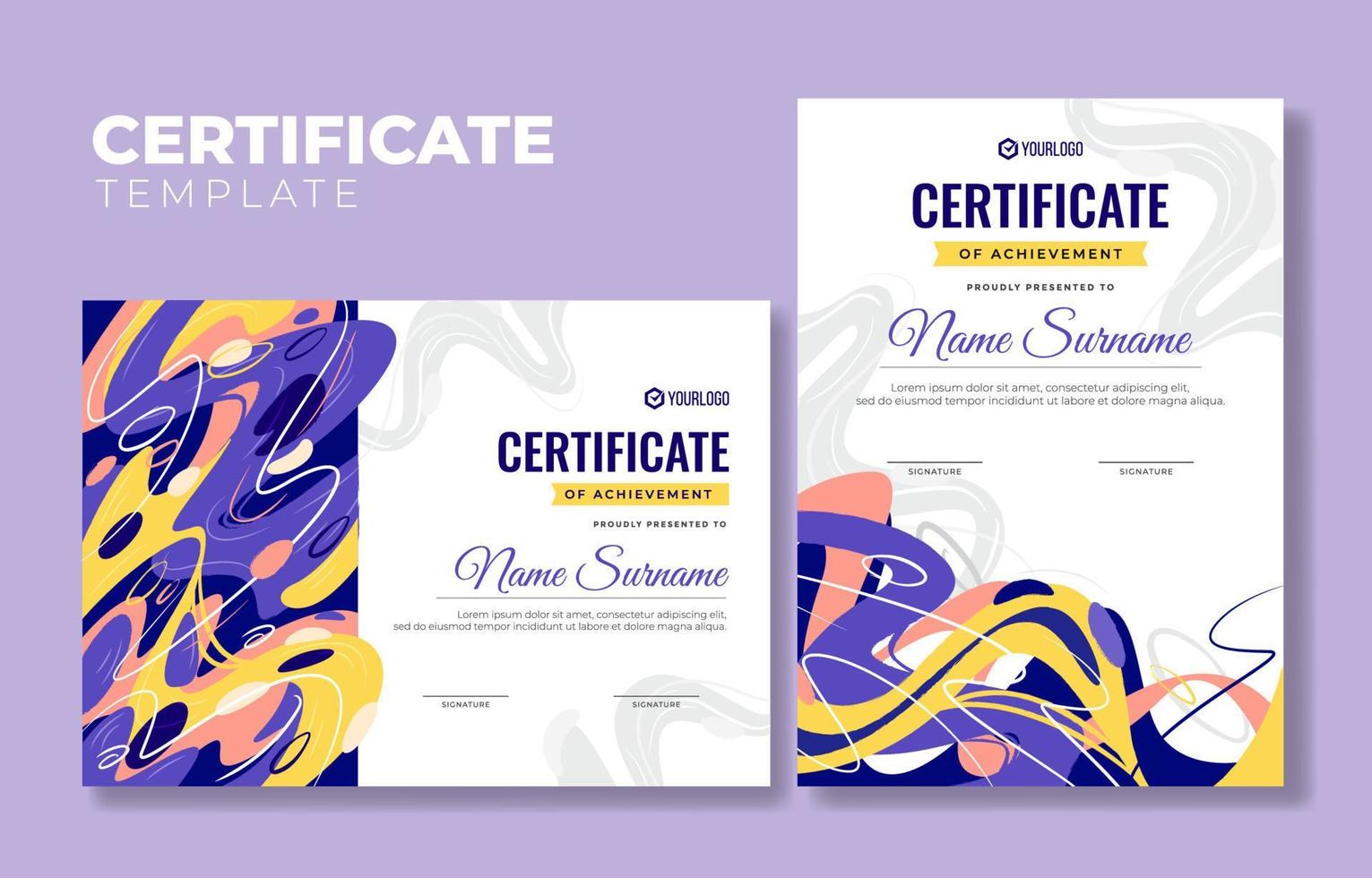 Flat Modern Art Certificate Template vector