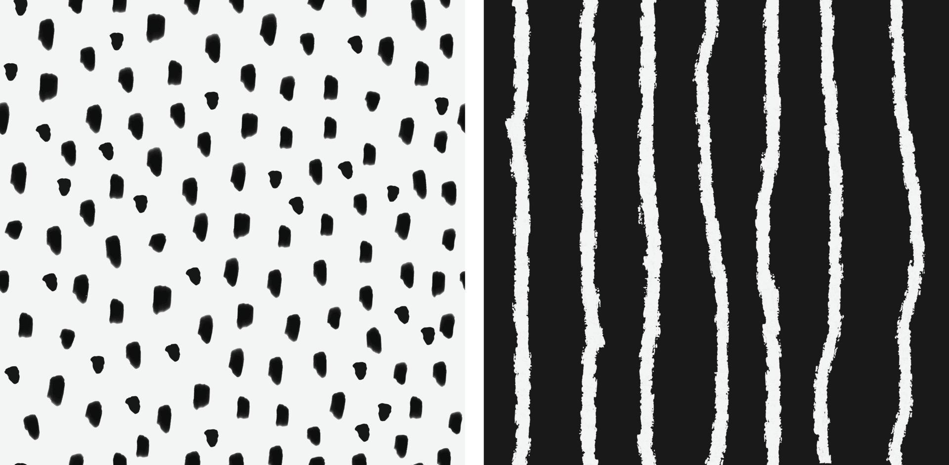 Hand painted basic stripe, dot seamless pattern vector