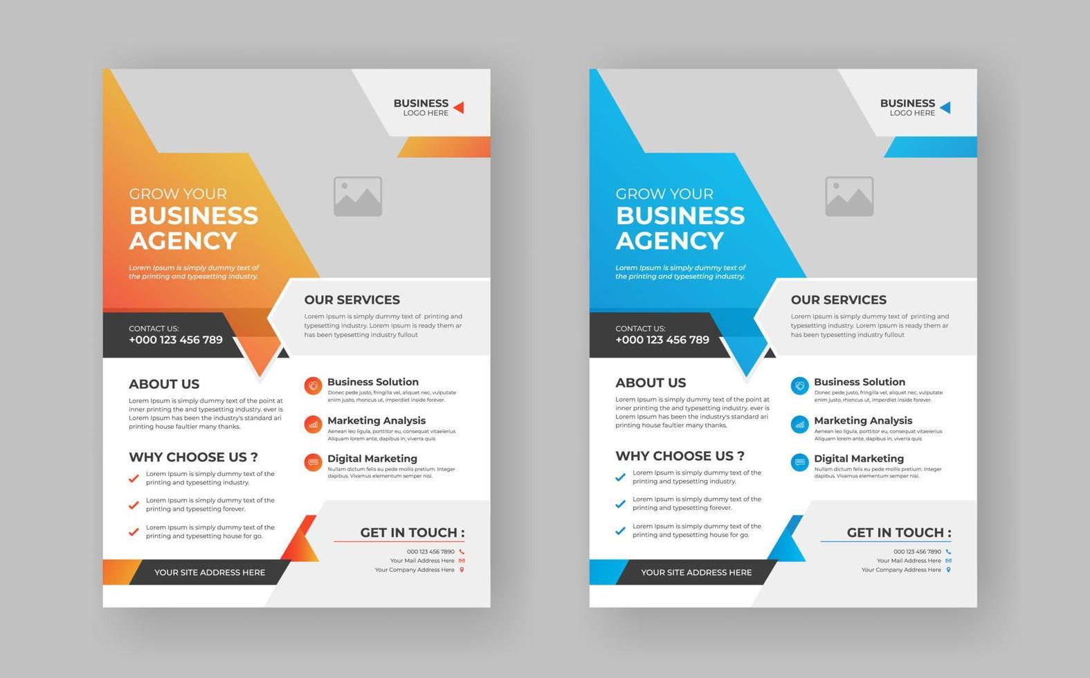 Professional a4 business flyer template design for printing. vector