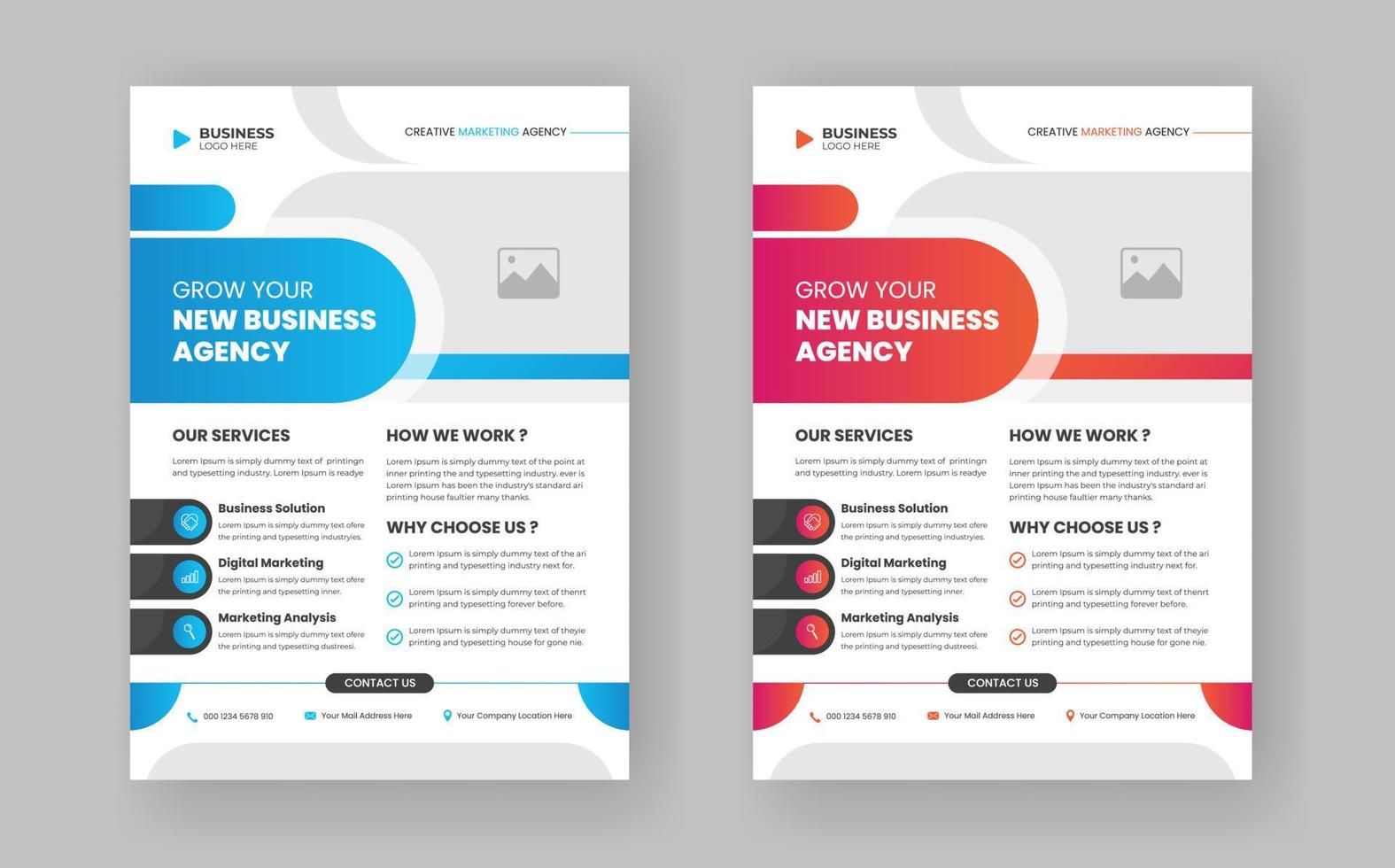 Professional a4 business flyer template design for printing. vector