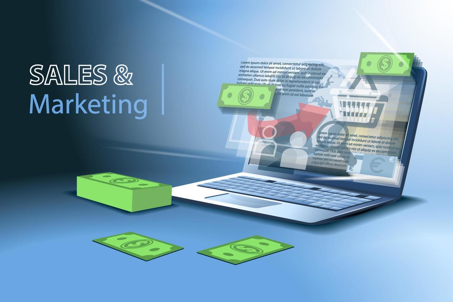 Sales and marketing, making money online on marketplaces, exchanges and casinos. 17333496 Vector