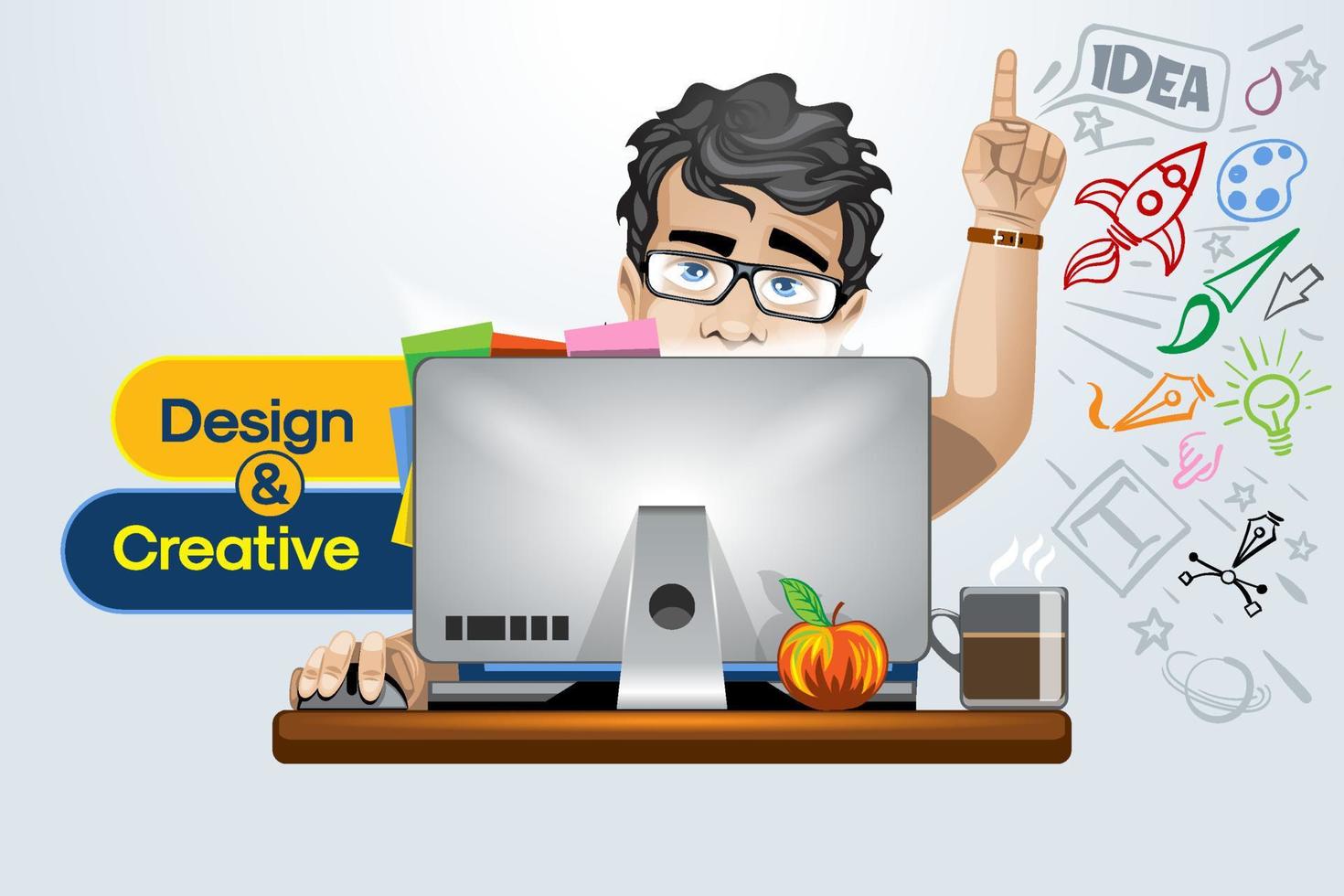Creative design and solution services, specialist consultation. vector