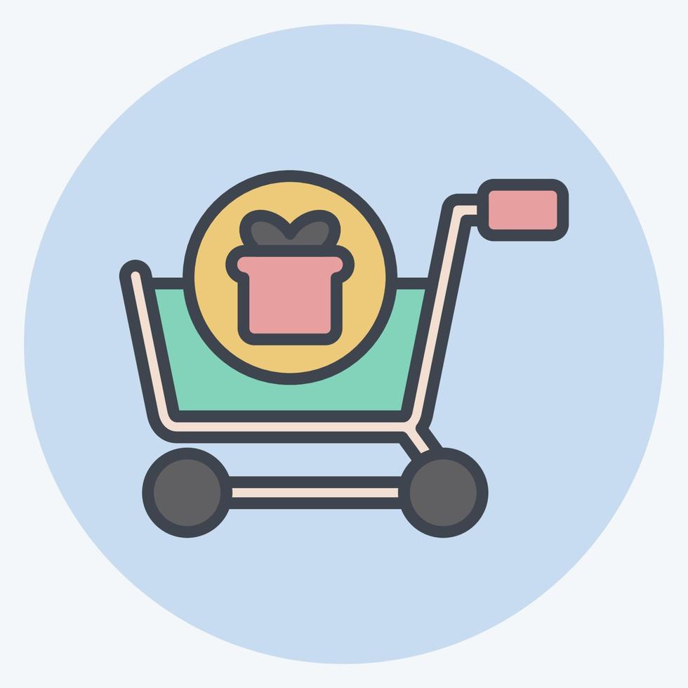 Icon Buy With Gift. related to Online Store symbol. color mate style. simple illustration. shop vector