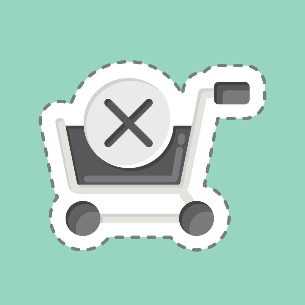 Sticker line cut Delete Cart. related to Online Store symbol. simple illustration. shop vector