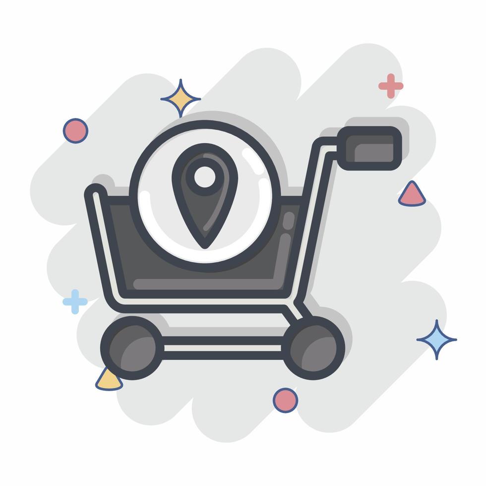 Icon Shop Location. related to Online Store symbol. Comic Style. simple illustration. shop vector