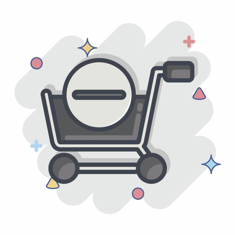 Icon Delete From Cart. related to Online Store symbol. Comic Style. simple illustration. shop vector