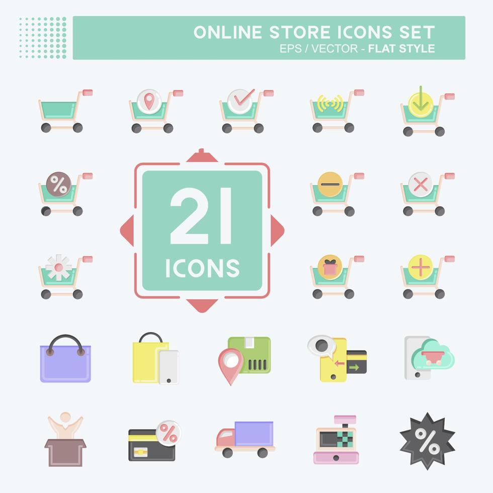 Icon Set Online Store. related to Online Store symbol. flat style. simple illustration. shop vector
