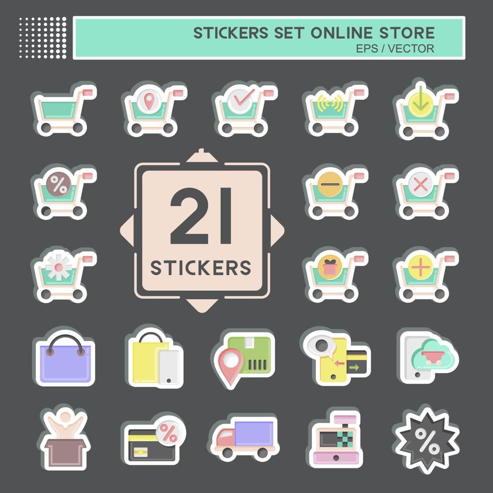 Sticker Set Online Store. related to Online Store symbol. simple illustration. shop vector