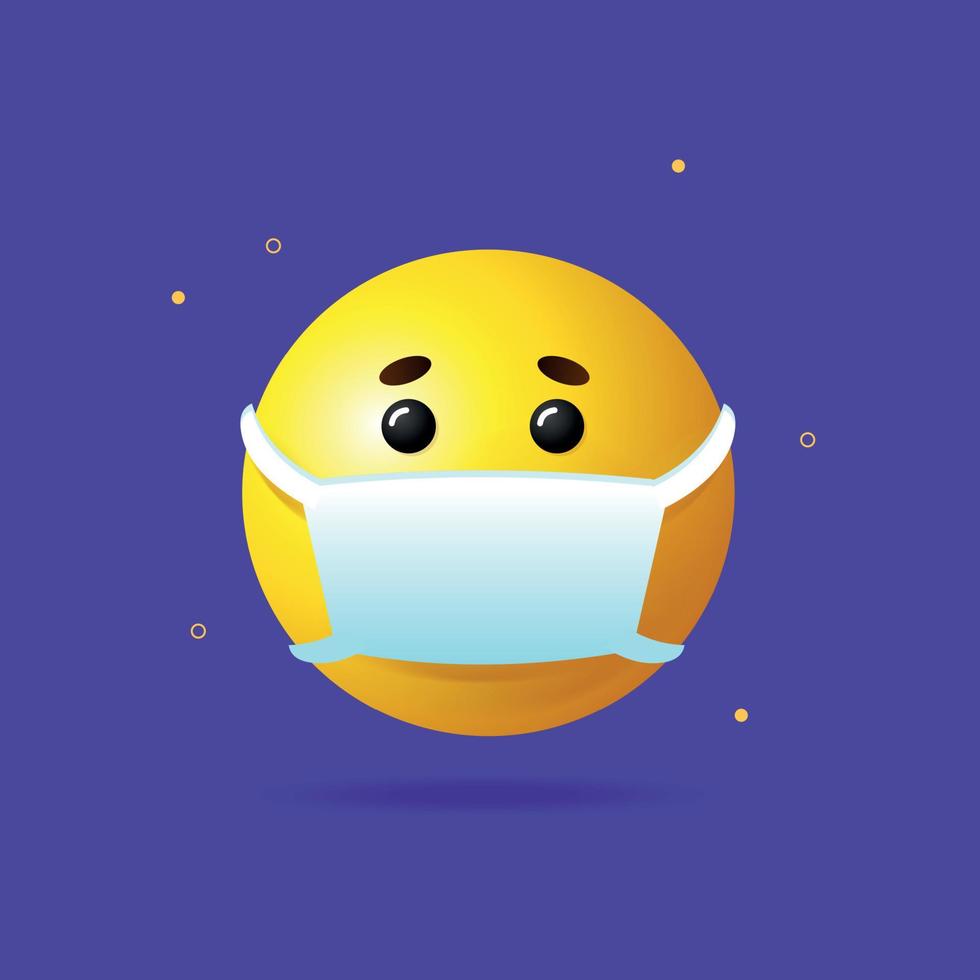 Realistic Detailed 3d Medical Mask Emoji Sign. Vector