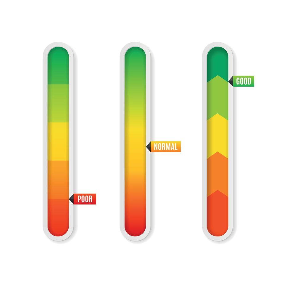 conjunto de indicadores de nivel 3d detallados y realistas. vector