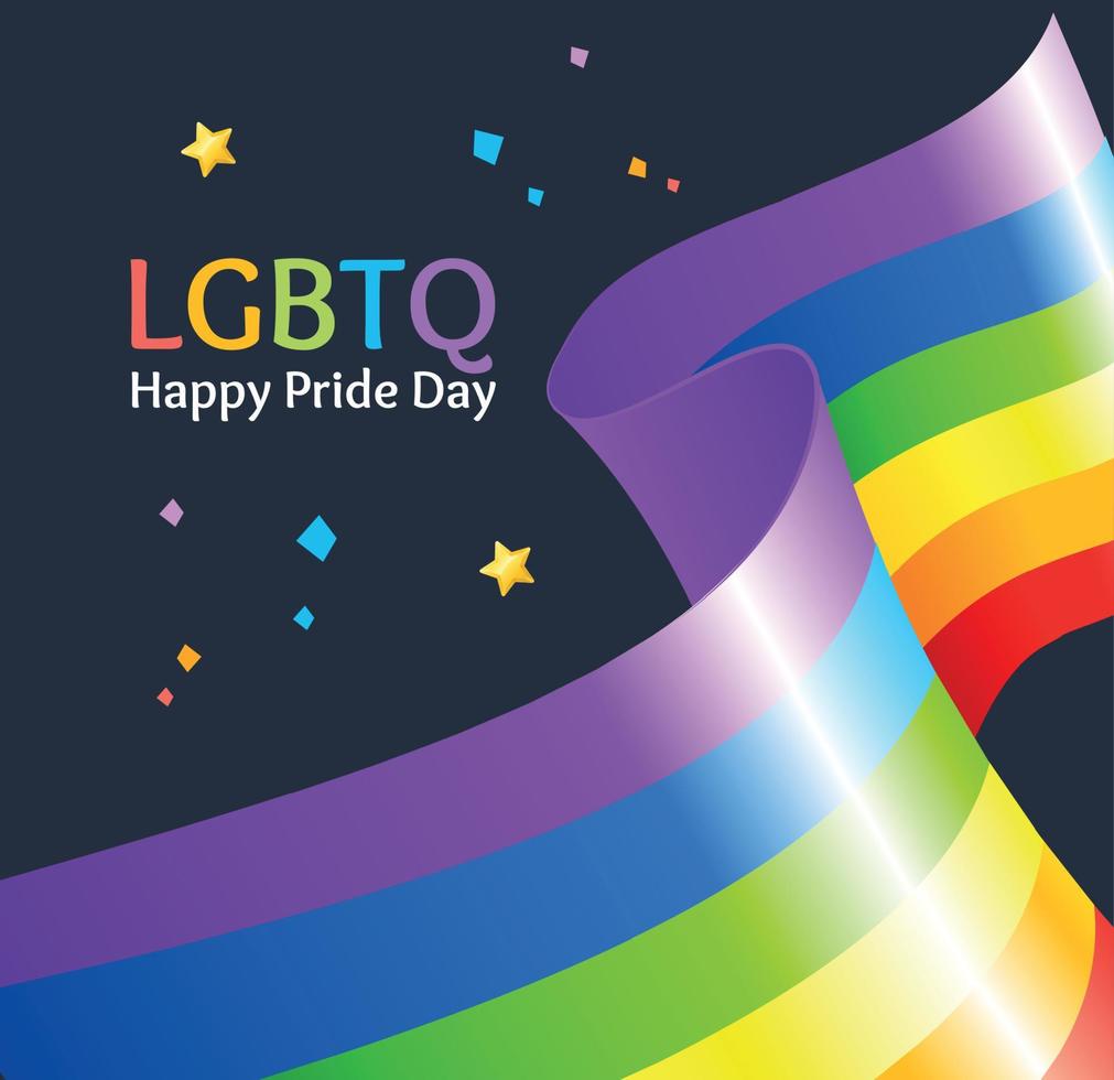 Realistic Detailed 3d Lgbtq Happy Pride Day Card Poster Banner. Vector