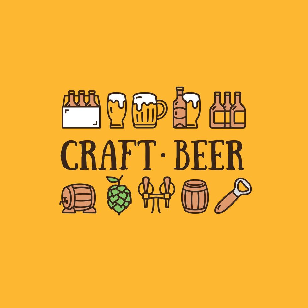Craft Beer Design Template Contour Lines Icon Concept Banner Card. Vector
