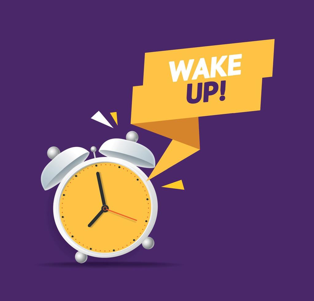 Cartoon Color Alarm Clock Wake Up Concept. Vector