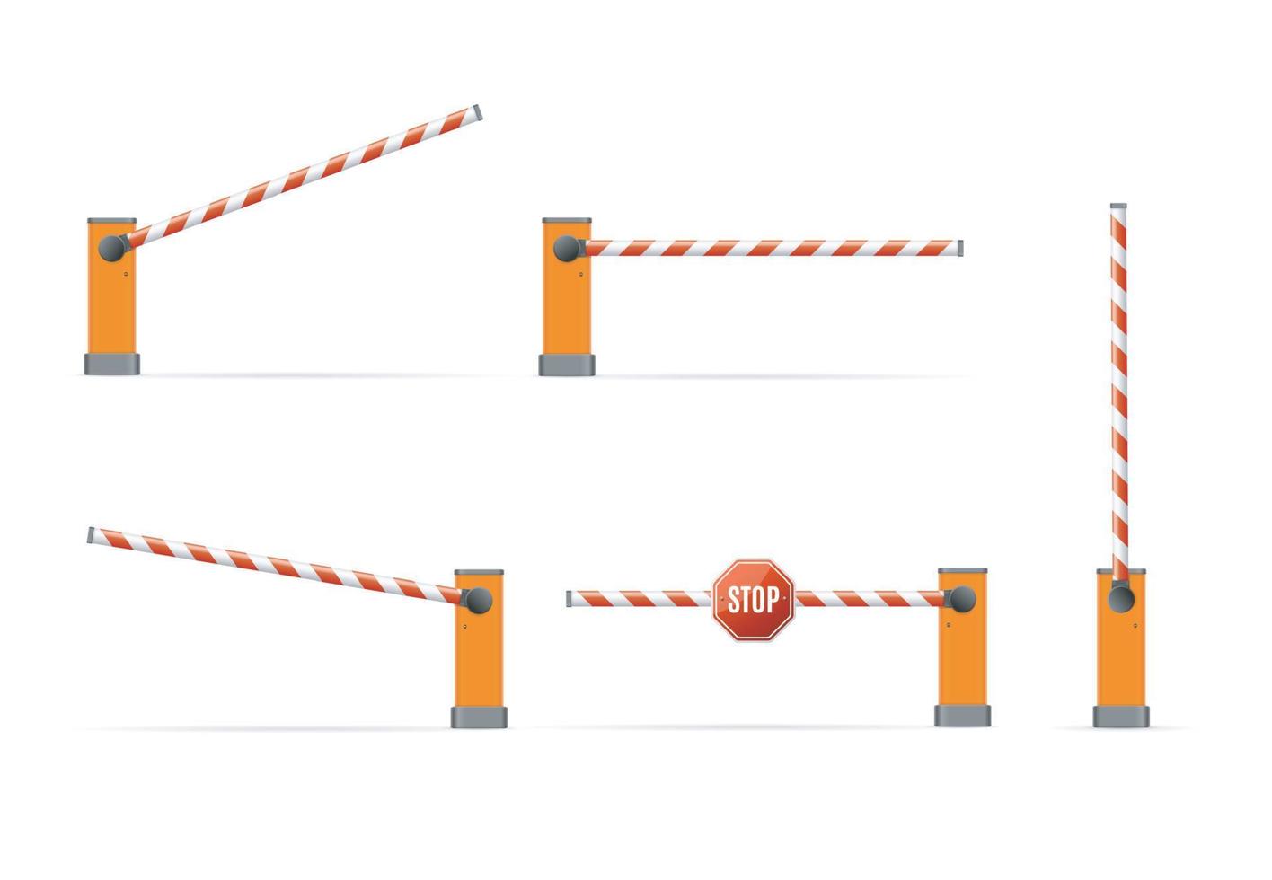 Realistic Detailed 3d Parking Barrier Gate Set. Vector