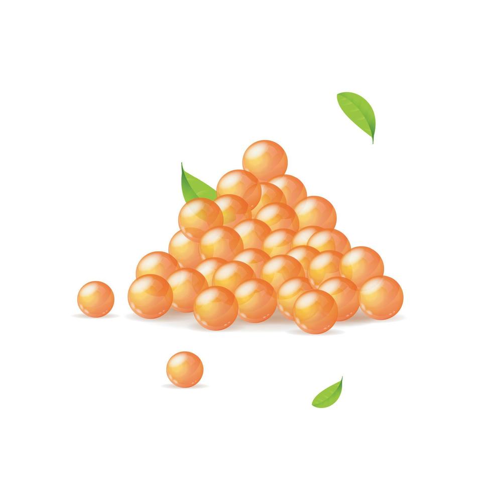 Realistic Detailed 3d Red Caviar Pile. Vector