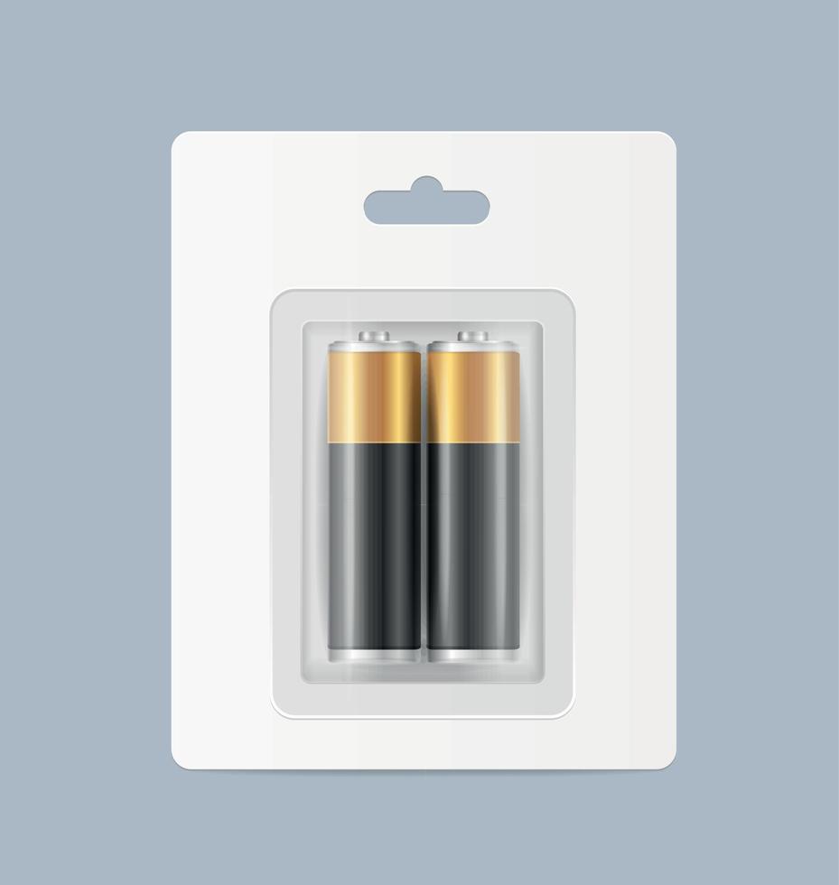 Realistic Detailed 3d Pack of Alkaline Batteries. Vector