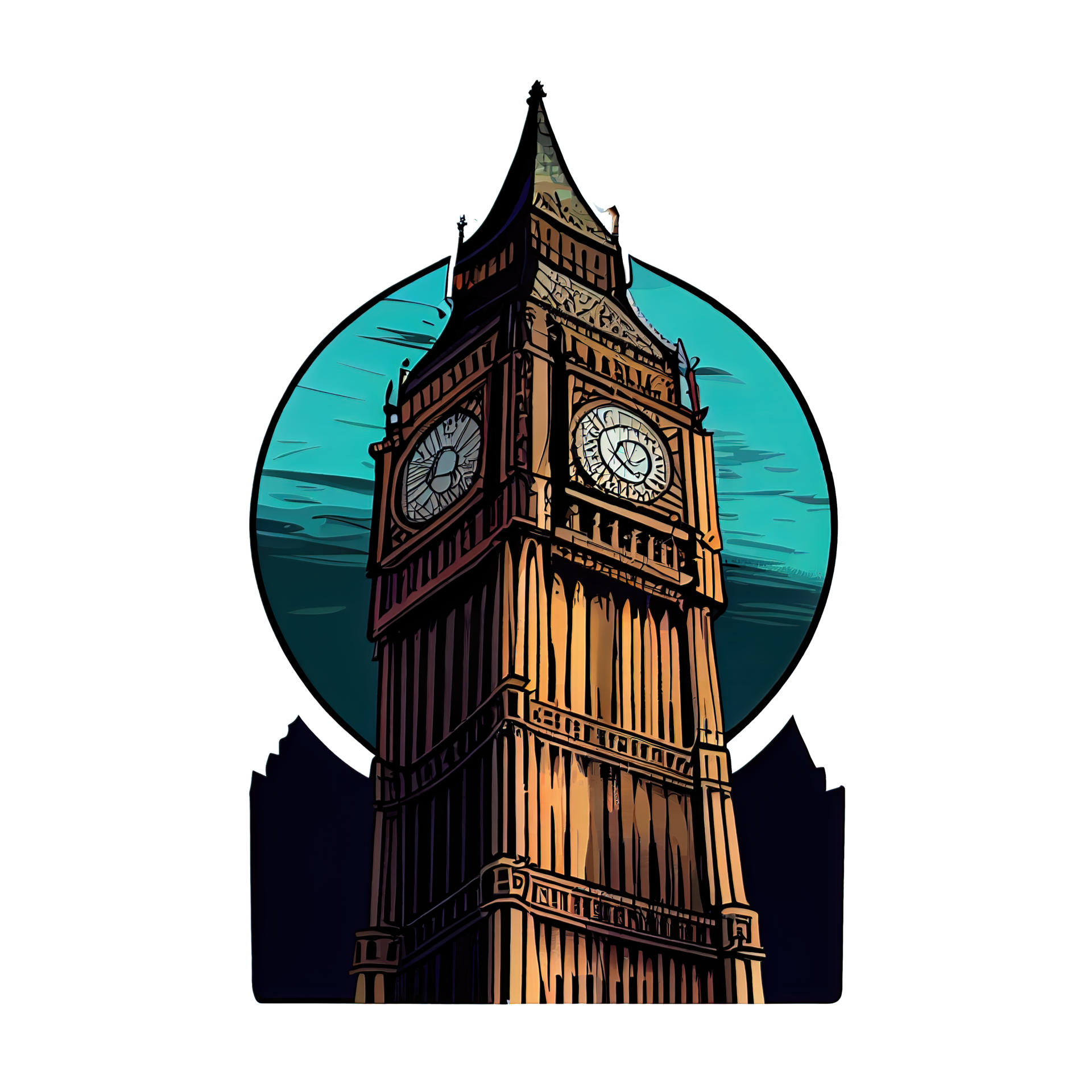 Free Cartoon sticker depicts the Big Ben with its famous clock face and ...