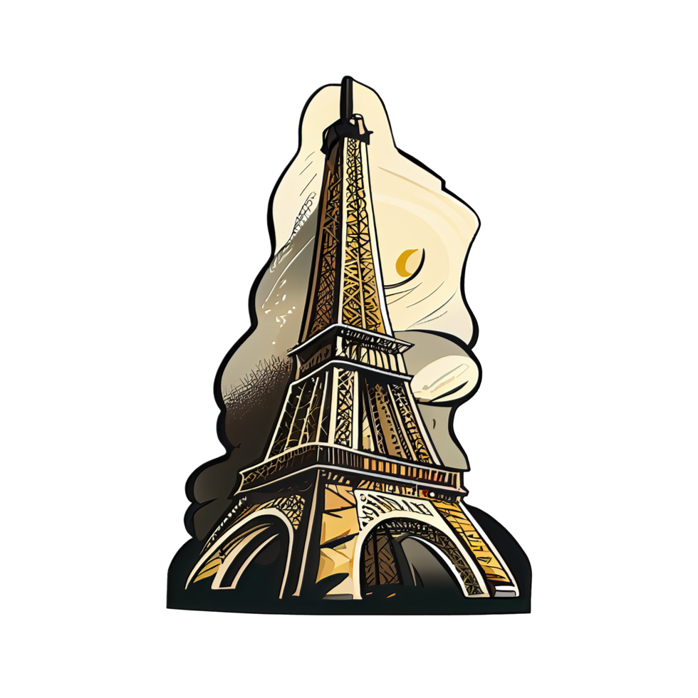 Cartoon sticker of The Eiffel Tower in Paris, France png